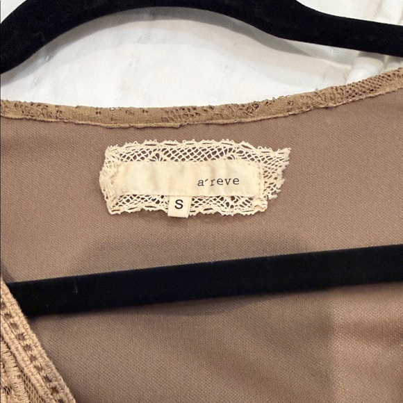 A'Reve Taupe Lace Tunic Dress with Crochet Yoke - Picture 3 of 4